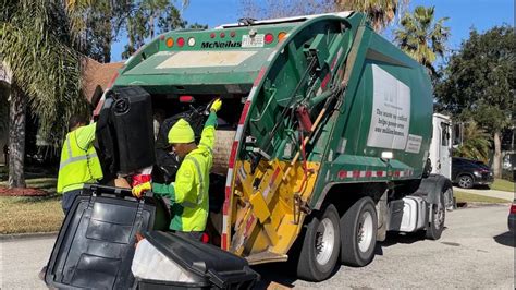 Wm Mack Mru Mcneilus Rear Loader Garbage Truck On Heavy Trash Youtube