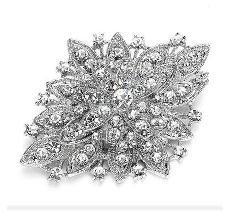 Bridal Silver Crystal Rhinestone Brooch