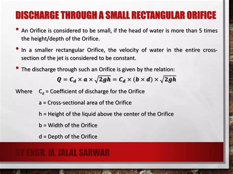 Flow Through Orifices Hydraulics Ppt