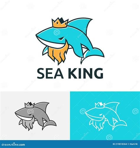 Bearded Sea King Elder Shark Whale Cartoon Logo Stock Vector
