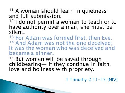 11 A Woman Should Learn In Quietness And Full Submission 12 I Do Not