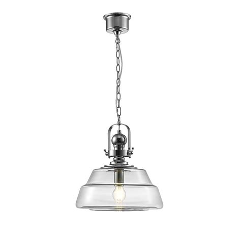 Reyna Single Large Pendant 1 Light E27 Polished Chrome Clear Glass