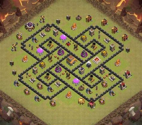 Gambar Base Th 8 Clan War Clash Of Clans Th 8 Th8 Base Layout