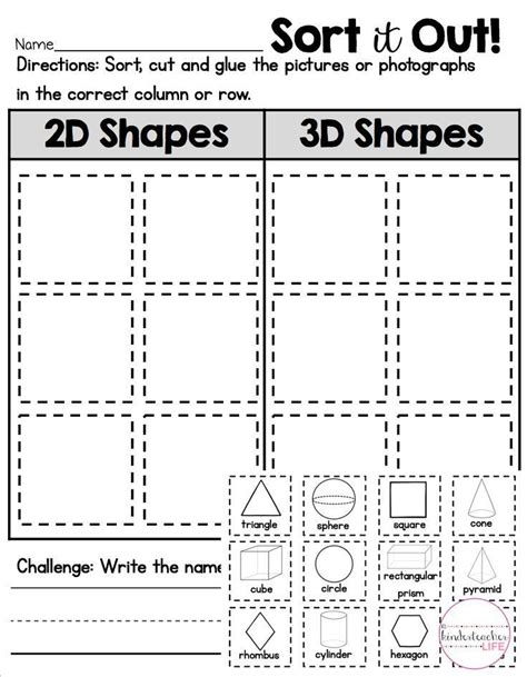 Free Printables Sheets With 2d Shape Sort