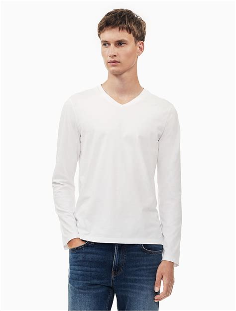 Calvin Klein Cotton Shirt Long Sleeve Basic Shirt In White For Men Lyst