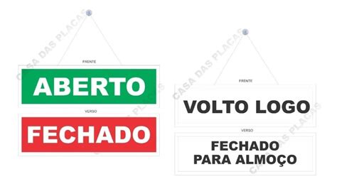 Placa Aberto fechado fechado Almoço volto Logo Ventosa Parcelamento