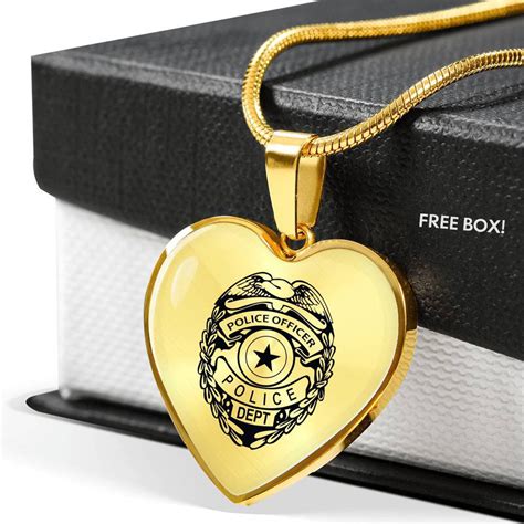 Police Officer Badge Gold Charm Necklace Friendship T Sterling