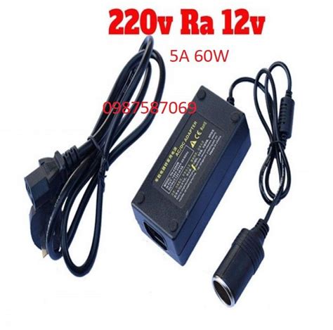 Bộ Chuyển đổi Nguồn 220v Sang 12v 5a 60w Kết Nối Từ Tẩu ô Tô Sử Dụng