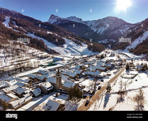 Panoramic View Of Bardonecchia Village From Above Ski Resort In The