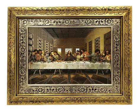 Cuadro De La Ultima Cena D Vinci 60x47 Cm Filos Dorados