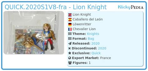 Playmobil Set Quick2020s1v8 Fra Lion Knight Klickypedia