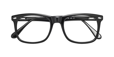 Black Horn-Rimmed Acetate Square Eyeglasses - 007