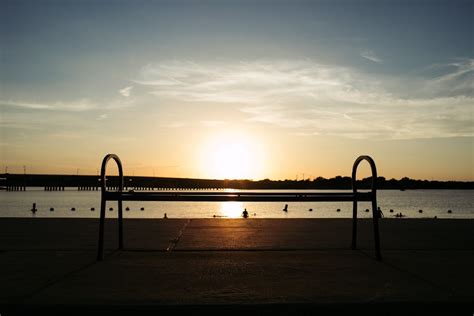 Free stock photo of bench, sunset