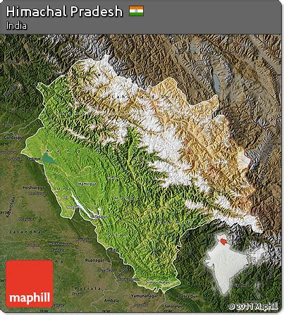 Free Satellite Map Of Himachal Pradesh Darken