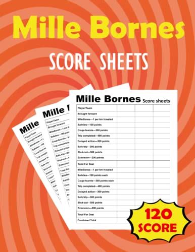 Mille Bornes Score Sheets Mille Bornes Card Game Score Sheets