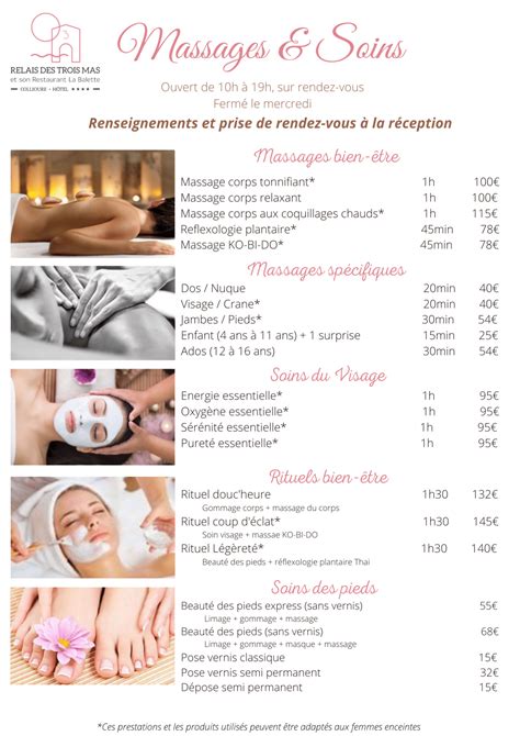 La Carte Des Soins Hotel Relais Des 3 Mas