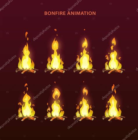 Bonfire Animation Sprites Stock Vector By Lilu Desafie