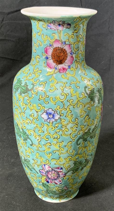 Sold Price Vintage Signed Hand Painted Asian Floral Vase September 3