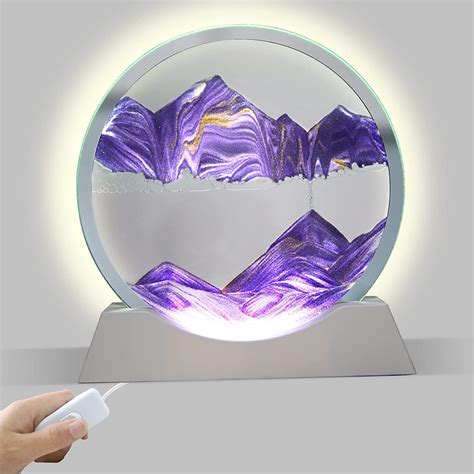 Moving Sand Art Light With Round Glass Flowing Sand Frame With Light