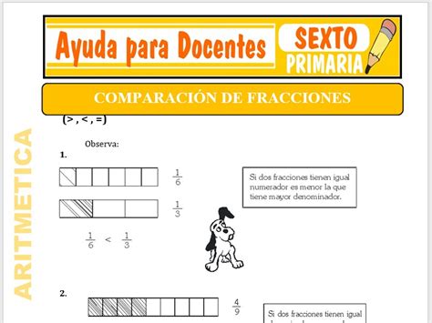 Comparaci N De Fracciones Para Sexto De Primaria Ayuda Para Docentes