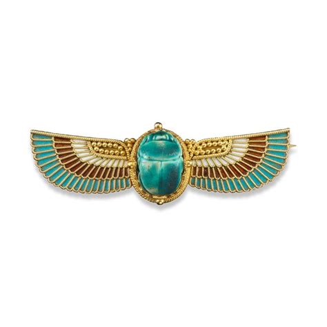 A 19th Century Egyptian Revival Winged Scarab Brooch Woolley And