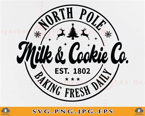 North Pole Milk Cookie Co SVG Christmas Farmhouse Decor Etsy