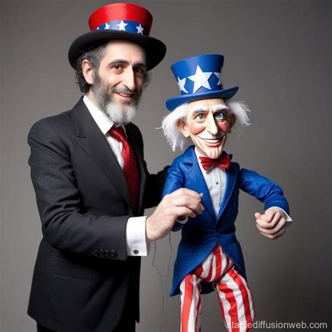 Puppeteer Man Handling Uncle Sam Puppet Stable Diffusion 在線