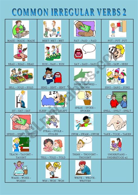 Irregular Verbs Flashcards Part 2 Esl Worksheet By Rackine35