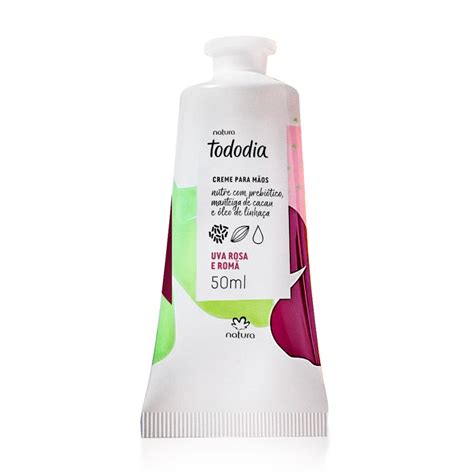 Creme Hidratante para as mãos Natura Tododia 50ml Uva Rosa e Romã