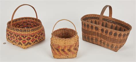 Lot 585: 3 Cherokee Indian Baskets, Two Rivercane | Case Auctions