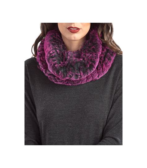 Fuchsia Knitted Rex Rabbit Fur Snood Scarf Fursource