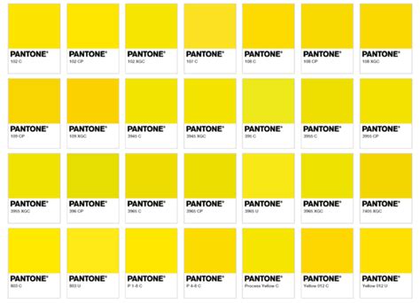 Pantone Yellow Color Chart For Paints