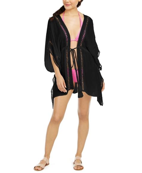 Raviya Crochet Trim Tie Front Kimono Cover Up Macys