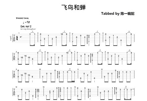 飞鸟和蝉吉他谱任然c调指弹 吉他世界