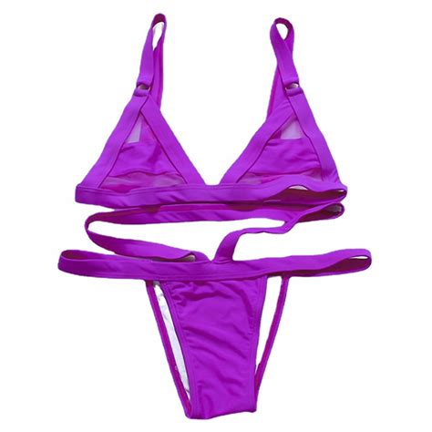 FIALOVÉ Sexy MINI MICRO BIKINI dvoudílné plavky vel L za 287 00CZK Allegro