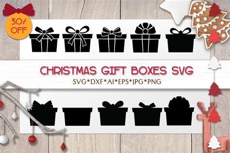 Christmas Svg Gift Boxes Silhouettes Laser Cricut Cut