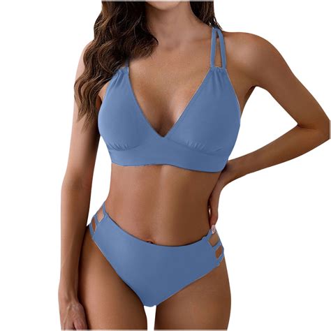 Bigersell Piece Bathing Suits Women Deep V Neck Bikini Sets Strappy