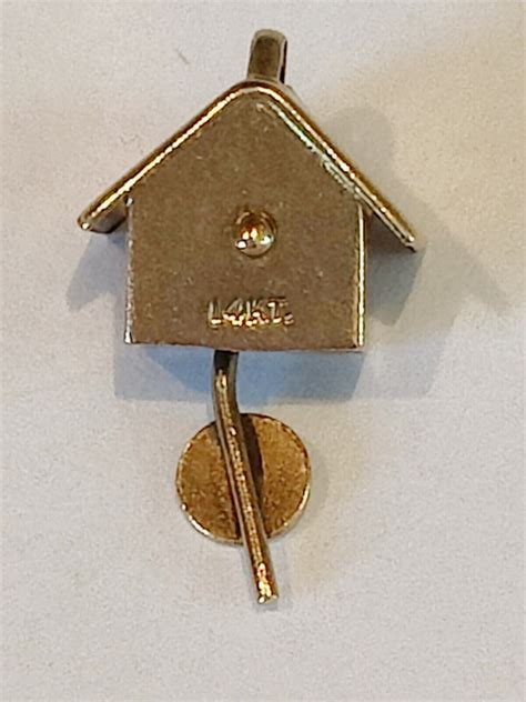 K Yellow Gold Articulated Cuckoo Clock Charm Pend Gem