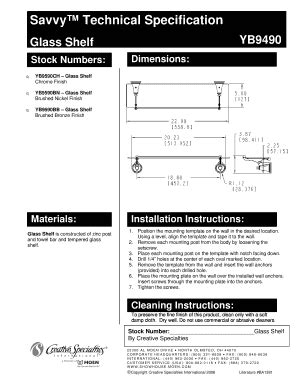 Fillable Online Savvy Glass Shelf Tech Spec Doc Fax Email Print Pdffiller