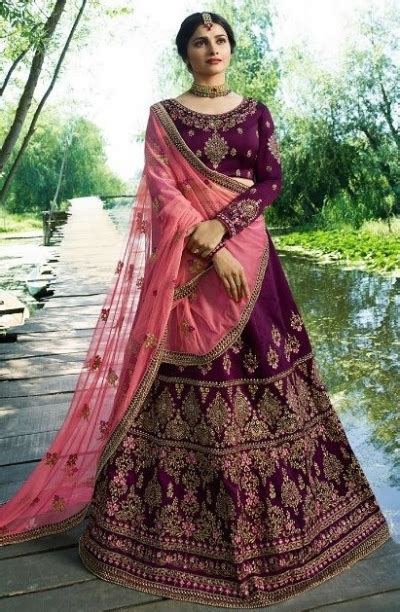 Prachi Desai Wine Pink Silk Wedding Wear Lehenga Choli 19773