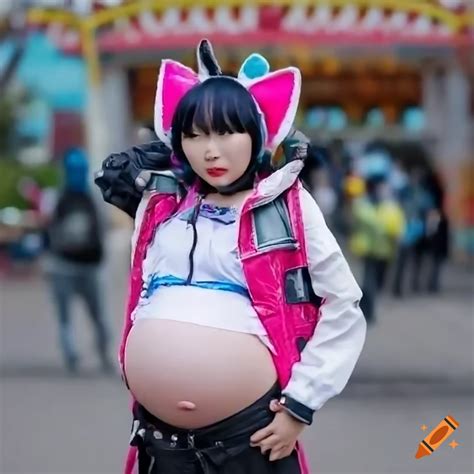 Pregnant Japanese Punk Girl At Amusement Park On Craiyon