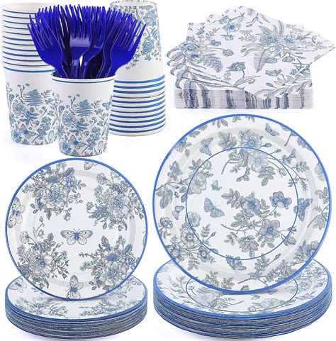 Amazon Durony Pieces Blue And White Flower Disposable