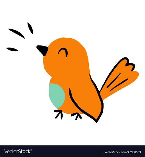 Bird Chirping Flat High Quality Royalty Free Vector Image