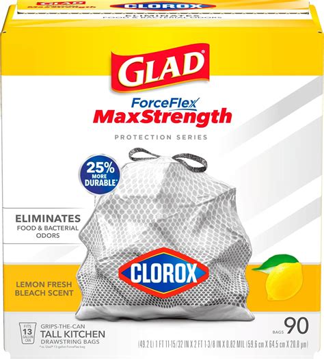 Glad Forceflex Maxstrength Con Bolsas De Basura Altas Clorox Con Cord N