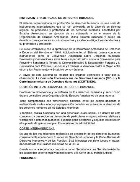 Sistema Interamericano DE Derechos Humanos SISTEMA INTERAMERICANO DE