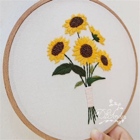 Sunflower Embroidery Pattern Beginner Embroidery Pdf Flower Etsy