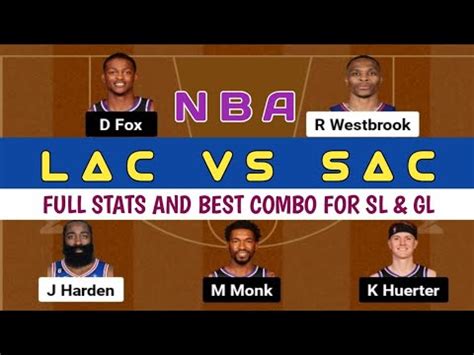 LAC VS SAC Dream 11 Team LAC VS SAC Dream 11 Pridiction NBA NBA