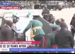 President Tinubu Slips At Eagles Square Abuja Venue Of Democracy Day