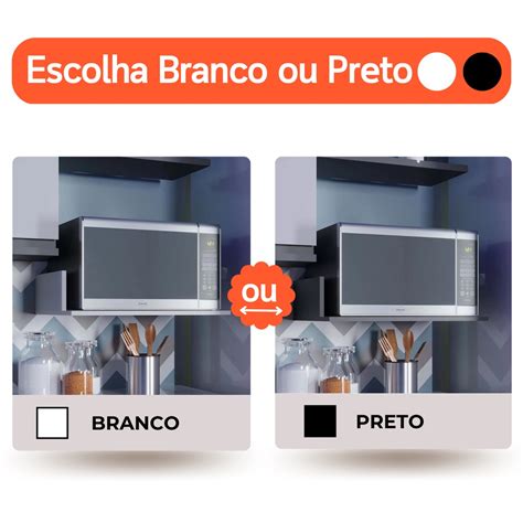 Suporte Prateleira Micro Ondas Mdf Escolha Branco Ou Preto Shopee