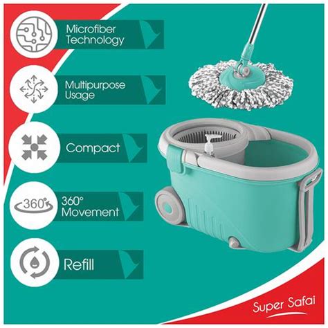 Buy Milton Spotzero Elegant Spin Mop With Two Refills Big Wheels